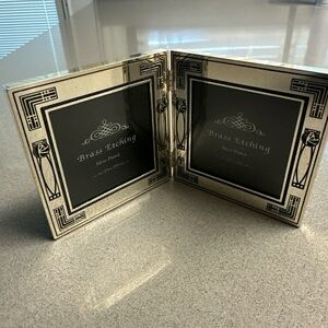 Art Deco Mackintosh Brass Etching Silver Plated Double Photo Frame 3.5 X 3.2